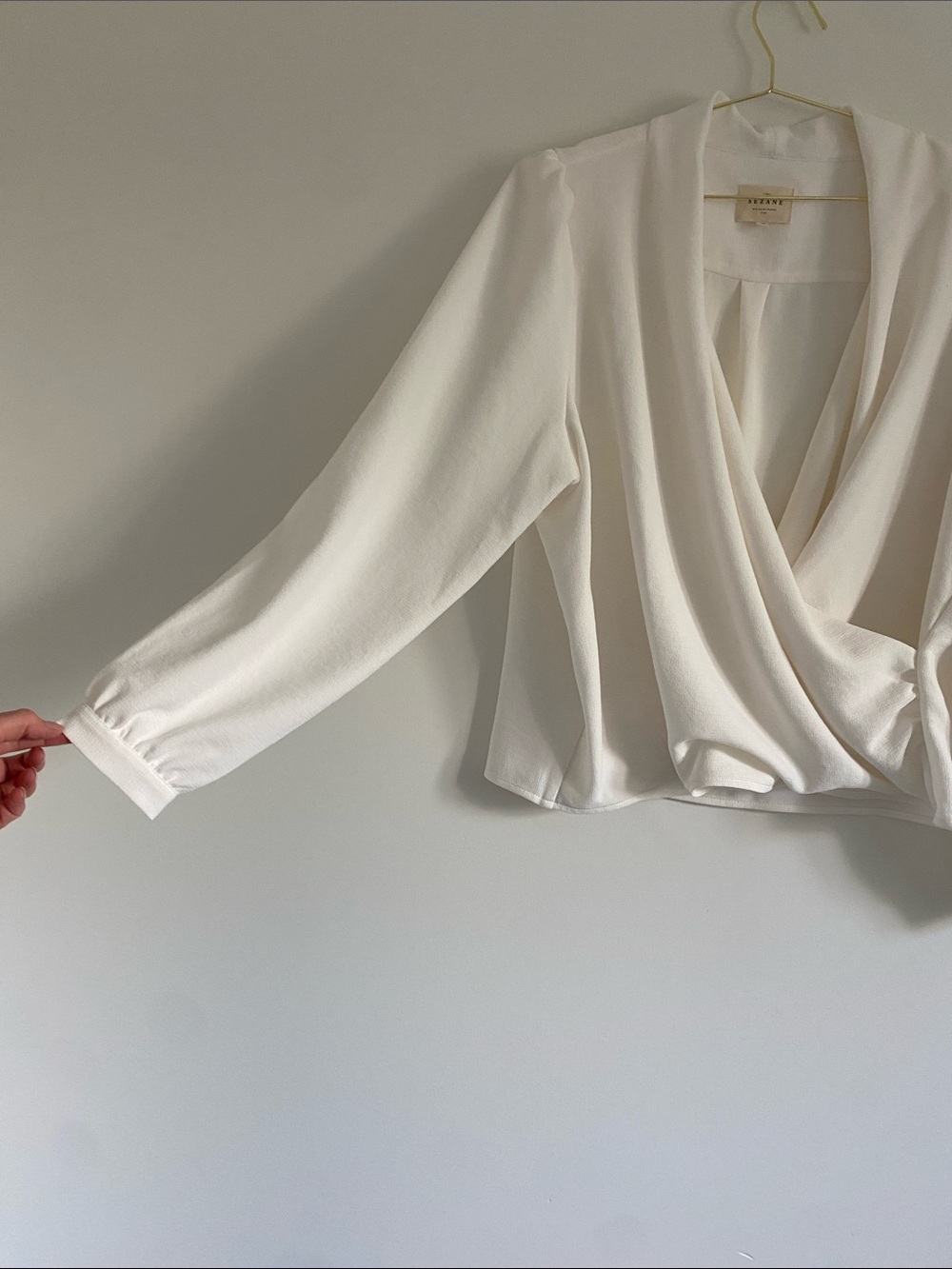 Sézane Abélia Ecru Draped Wrap Blouse - Picture 5 of 14